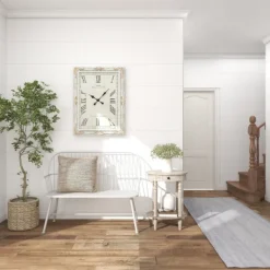 Accent & End Tables-Kirkland's Home Oval Washed Pine Wood Side Table White