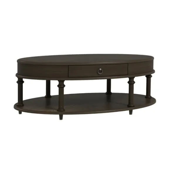 Coffee Tables-Kirkland's Home Oval Wood 2-Tier Coffee Table Brown
