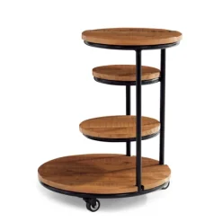 Accent & End Tables-Kirkland's Home Overlapping Acacia Wood Side Table Brown