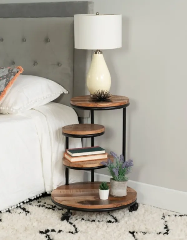 Accent & End Tables-Kirkland's Home Overlapping Acacia Wood Side Table Brown