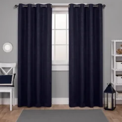 Curtains & Drapes-Kirkland's Home Oxford Navy Thermal Curtain Panel Set, 96 In. Blue