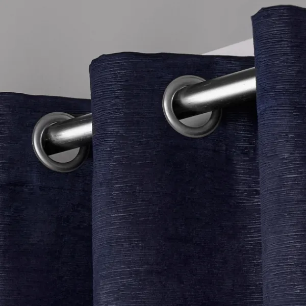 Curtains & Drapes-Kirkland's Home Oxford Navy Thermal Curtain Panel Set, 96 In. Blue