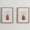 Framed Art-Kirkland's Home Palm Leaves In Vase Framed Art Prints, Set Of 2 White/Tan/Brown