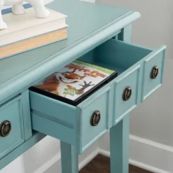 Console Tables-Kirkland's Home Paloma Teal 4-Drawer Console Table Green