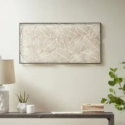 Wall Plaques-Kirkland's Home Paper Cloaked Leaves Metal Plaque White