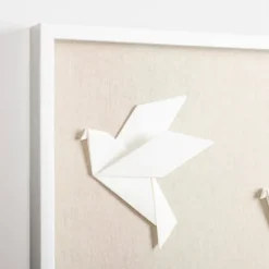 Wall Plaques-Kirkland's Home Paper Origami Birds Shadowbox Wall Plaque White/Tan