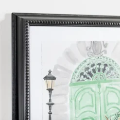 Framed Art-Kirkland's Home Parisian Mint Door With Bicycle Framed Art Print Green/White/Gray