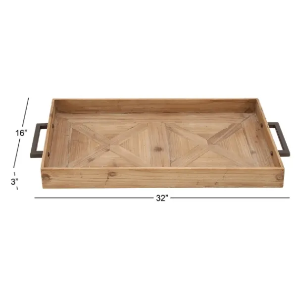 Decorative Trays-Kirkland's Home Parquet Fir Wood Decorative Tray Tan
