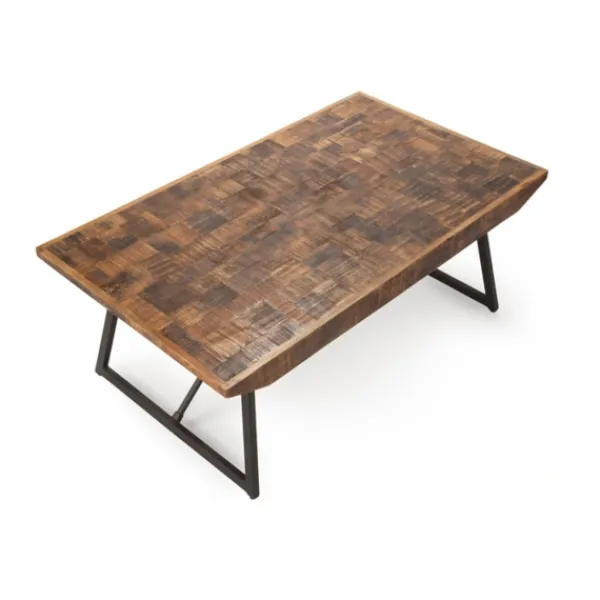 Coffee Tables-Kirkland's Home Parquet Willa Metal Base Coffee Table Tan