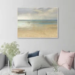 Canvas Art-Kirkland's Home Pastel Seascape Framed Canvas Art Print Blue/Gray/Tan