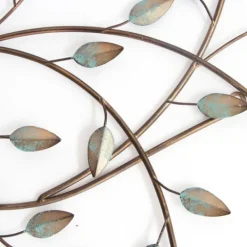 Wall Plaques-Kirkland's Home Patina Blowing Leaves Metal Wall Plaque Gold/Blue/Green