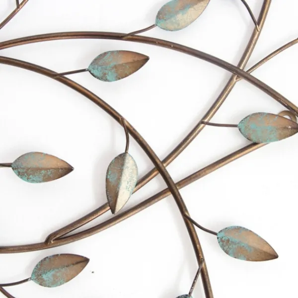 Wall Plaques-Kirkland's Home Patina Blowing Leaves Metal Wall Plaque Gold/Blue/Green