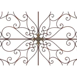 Wall Plaques-Kirkland's Home Patina Metal Floral Crest Wall Plaque Brown