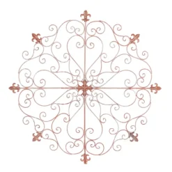 Wall Plaques-Kirkland's Home Patina Metal Floral Crest Wall Plaque Brown