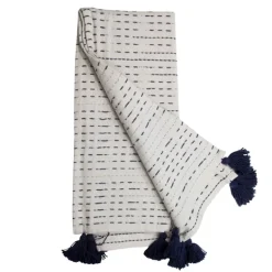 Blankets & Throws-Kirkland's Home Patterned Handwoven Throw With Tassels Blue