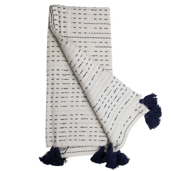 Blankets & Throws-Kirkland's Home Patterned Handwoven Throw With Tassels Blue