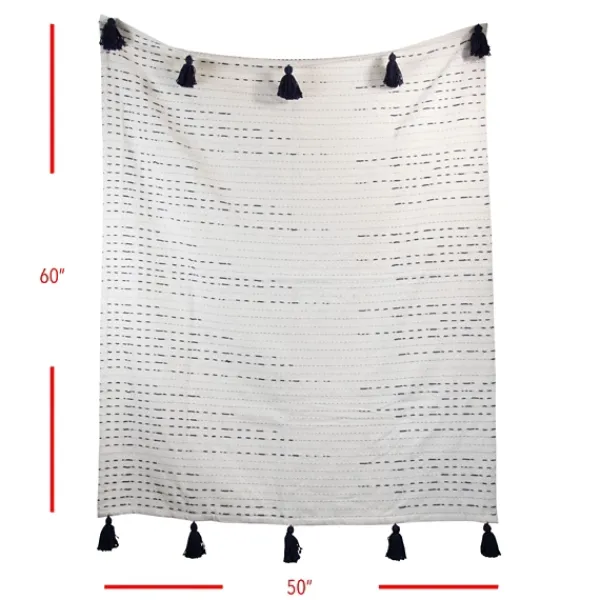 Blankets & Throws-Kirkland's Home Patterned Handwoven Throw With Tassels Blue