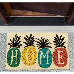 Doormats-Kirkland's Home Patterned Pineapples Home Coir Doormat Ivory/Black/Multi