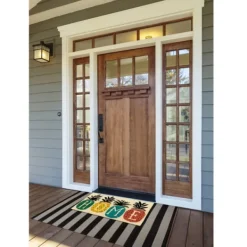 Doormats-Kirkland's Home Patterned Pineapples Home Coir Doormat Ivory/Black/Multi