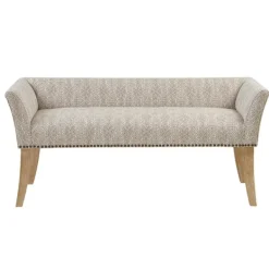 Benches & Ottomans-Kirkland's Home Patterned Short Wingback Upholstered Bench Ivory