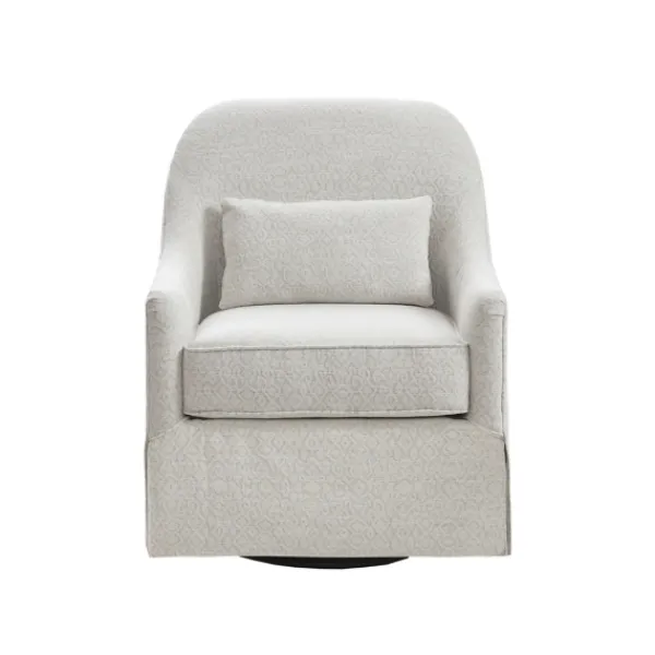 Accent Chairs-Kirkland's Home Patterned Upholstered Swivel Glider Chair White