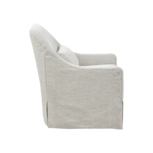 Accent Chairs-Kirkland's Home Patterned Upholstered Swivel Glider Chair White