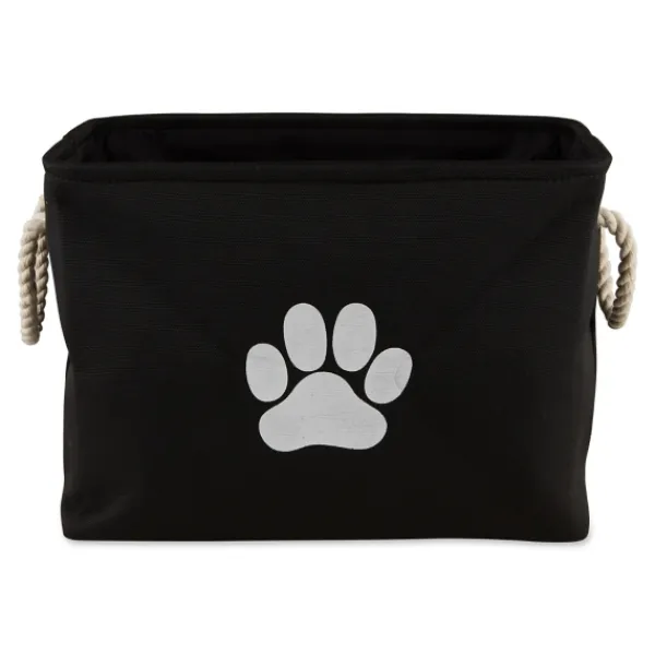 Baskets & Boxes-Kirkland's Home Paw Print Rectangle Pet Basket Black