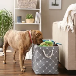 Baskets & Boxes-Kirkland's Home Paw Trellis Rectangle Basket, 17.5 In. Gray