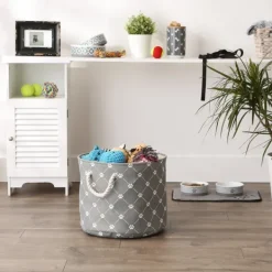 Baskets & Boxes-Kirkland's Home Paw Trellis Round Basket, 15 In. Gray