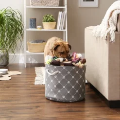 Baskets & Boxes-Kirkland's Home Paw Trellis Round Basket, 15 In. Gray