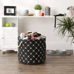 Baskets & Boxes-Kirkland's Home Paw Trellis Round Basket, 18 In. Black