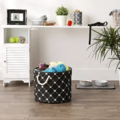 Baskets & Boxes-Kirkland's Home Paw Trellis Round Basket, 15 In. Black