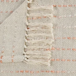 Blankets & Throws-Kirkland's Home Peach Shimmer Stripe Woven Throw Pink/White/Tan