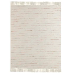 Blankets & Throws-Kirkland's Home Peach Shimmer Stripe Woven Throw Pink/White/Tan