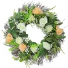 Wreaths-Kirkland's Home Peachy Roses And Baby'S Breath Wreath Green/Pink/White