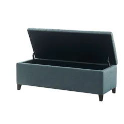 Benches & Ottomans-Kirkland's Home Peacock Button Tufted Storage Bench Blue