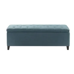 Benches & Ottomans-Kirkland's Home Peacock Button Tufted Storage Bench Blue