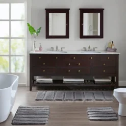 Bathroom Rugs-Kirkland's Home Pearl Tufted Bath Mat, 34 In. Gray