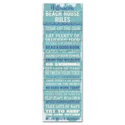 Wall Quotes & Signs-Kirkland's Home Personalized Beach House Rules Canvas Wall Plaque Blue/White