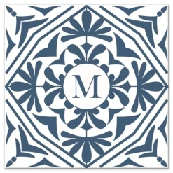 Monogram Wall Decor-Kirkland's Home Personalized Blue Tile Monogram Wall Plaque Blue/White