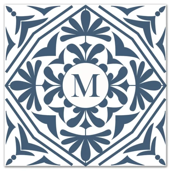 Monogram Wall Decor-Kirkland's Home Personalized Blue Tile Monogram Wall Plaque Blue/White