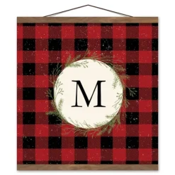 Monogram Wall Decor-Kirkland's Home Personalized Buffalo Check Monogram Wall Hanging Red/Black/Ivory