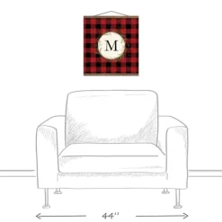 Monogram Wall Decor-Kirkland's Home Personalized Buffalo Check Monogram Wall Hanging Red/Black/Ivory