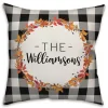 Pillows-Kirkland's Home Personalized Buffalo Check Harvest Wreath Pillow Black/White