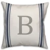 Pillows-Kirkland's Home Personalized Farmhouse Stripe Monogram Pillow White/Blue