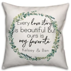 Pillows-Kirkland's Home Personalized Favorite Love Story Pillow White/Green