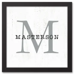 Monogram Wall Decor-Kirkland's Home Personalized Framed Monogram Canvas Wall Plaque White/Black