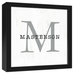 Monogram Wall Decor-Kirkland's Home Personalized Framed Monogram Canvas Wall Plaque White/Black