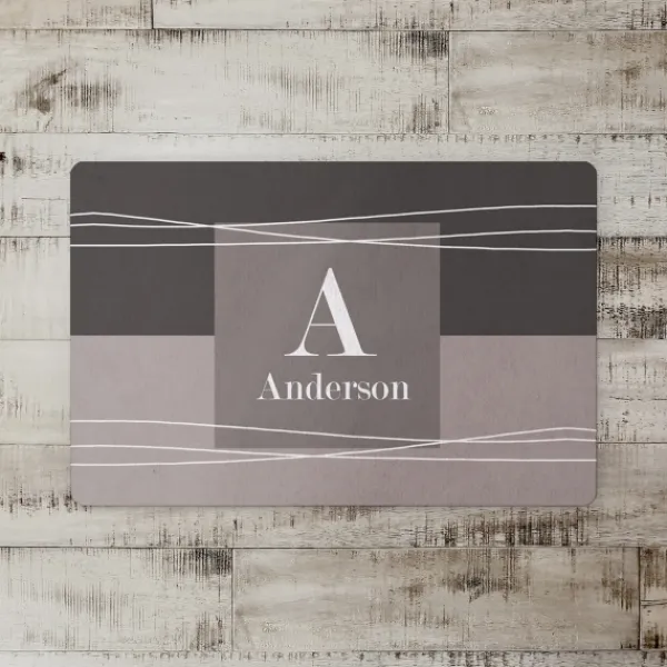 Kitchen & Floor Mats-Kirkland's Home Personalized Gray Waters Monogram Floor Mat Gray/White