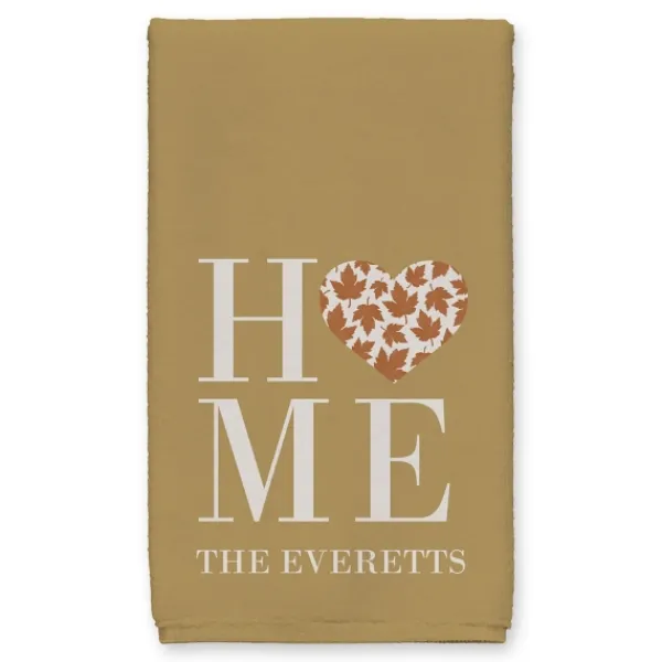 Blankets & Throws-Kirkland's Home Personalized Home With Heart 2-Pc. Harvest Towels Orange/White/Tan
